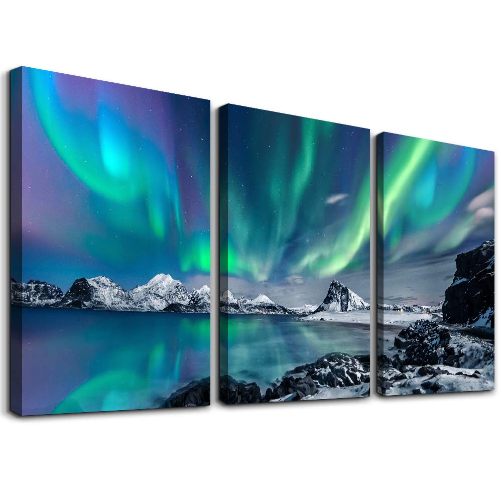 3-Piece Framed Aurora Canvas Wall Art Set – 30 × 40 cm Each