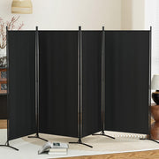 Black 4-Panel Folding Fabric Room Divider