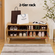 2-Tier Rattan Shoe Cabinet for Up to 10 Pairs