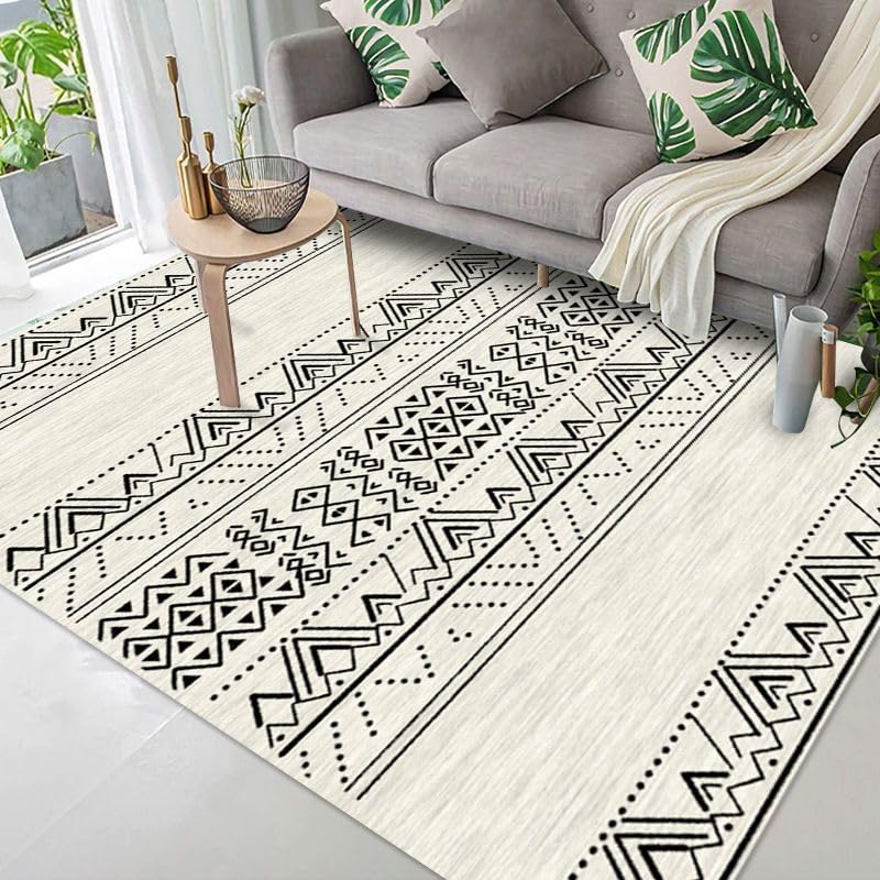 160 × 230 cm Moroccan Geometric Short-Pile Area Rug