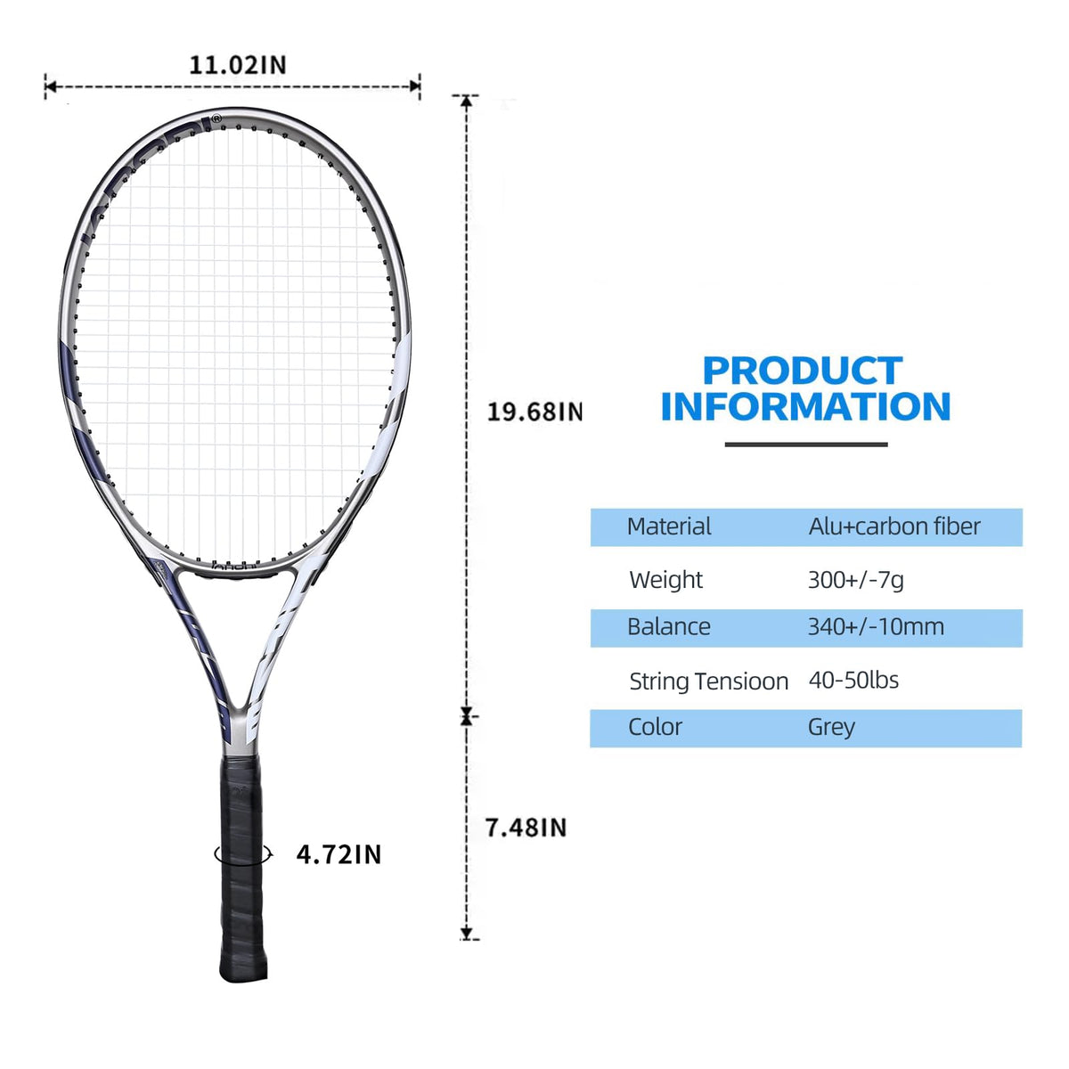 2-Player 27-Inch Tennis Racquet Set with 3 Balls & Bag