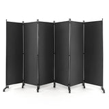 Giantex 4-Panel Folding Room Divider, 1.73m Rolling Privacy Screen with Lockable Wheels, Portable Wall Divider and Separator, Freestanding Privacy Protection for Living Room, Bedroom, Office (Black)