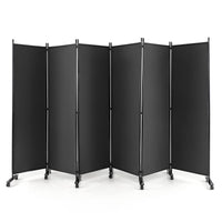 Giantex 4-Panel Folding Room Divider, 1.73m Rolling Privacy Screen with Lockable Wheels, Portable Wall Divider and Separator, Freestanding Privacy Protection for Living Room, Bedroom, Office (Black)