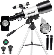 Telescope,Telescopes for Adults Kids Beginners, 70mm Aperture Astronomy Refractor HD Telescopes (15X-150X) with Tripod, Phone Adapter and Moon Filter