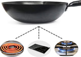 Carbon Steel Wok for Electric, Induction and Gas Stoves (Lid, Spatula and User Guide Video Included)