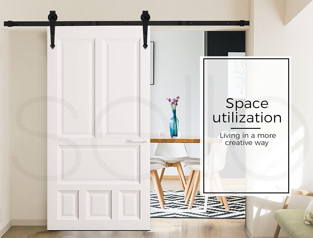 3.66 m Black Single Barn-Door Track & Roller Hardware Kit