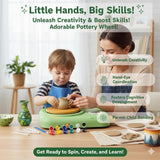 Pottery Wheel for Kids, Boys & Girls Arts and Crafts Toys for Kids Ages 8-12, Pottery Studio Craft Kit with 2 Pack Air-Dry Clay, Art Supplies for Kids Toys Girls Birthday, Age 6 7 8 9 10 11 12+ (Green)