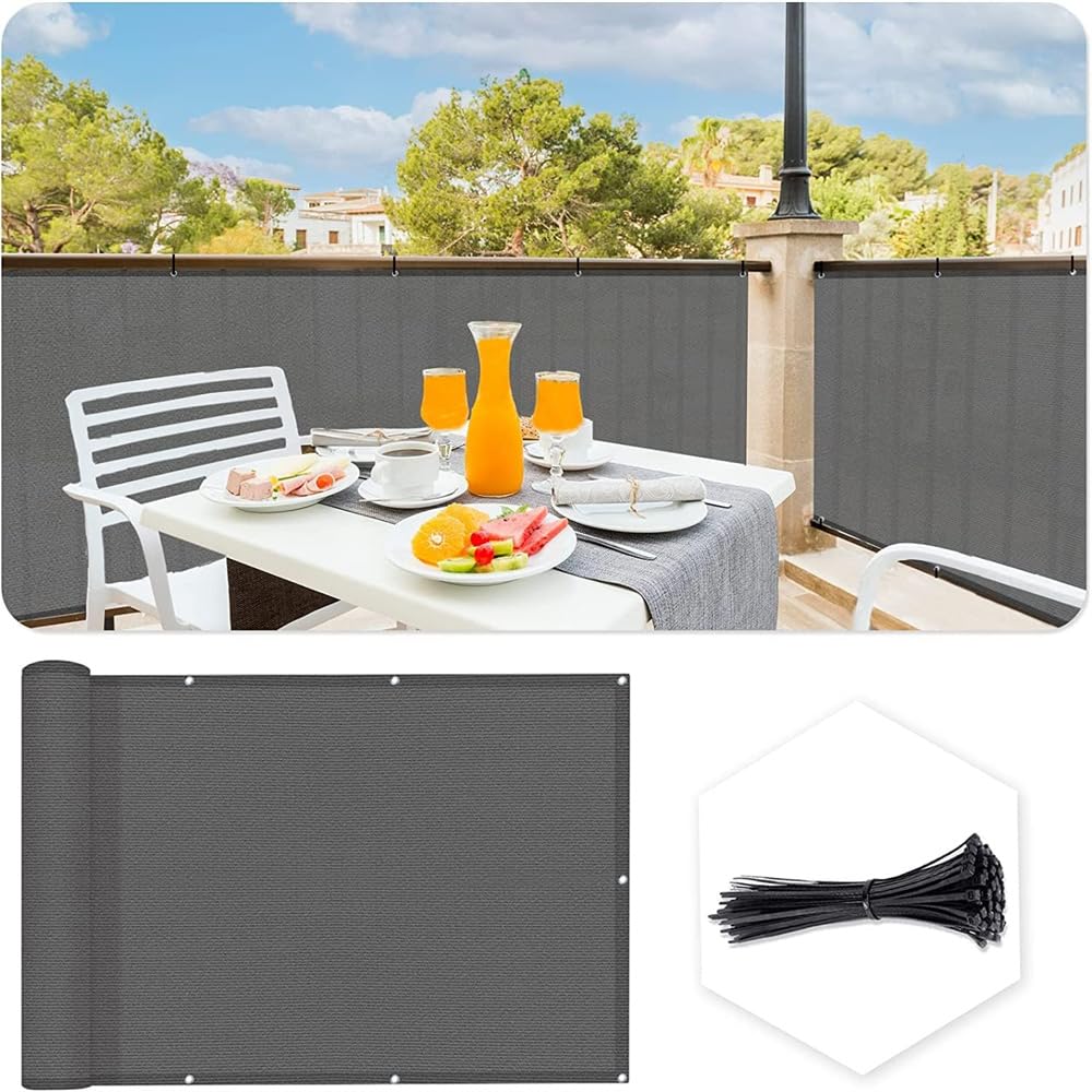 0.9 × 5 m Grey HDPE Balcony & Fence Privacy Screen