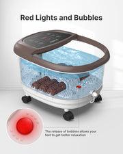 Foot Spa Bath Massager, Motorized Foot Spa with Heat and Massage and Jets,Powerful Bubble Jets with Infrared,Shiatsu Foot Spa Massager Corn Rollers,Relieve Feet Muscle Pain