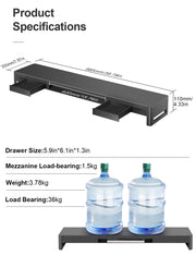 Dual-Monitor Riser with 2 Drawers & Keyboard Storage