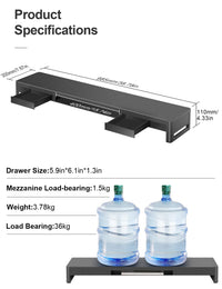 Dual-Monitor Riser with 2 Drawers & Keyboard Storage