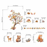 Woodland Animals Wall Decals - Baby Nursery Bear Fox Deer Autumn Wall Stickers - Kids Room Daycare Playroom Classroom Wall Decor