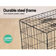 36-Inch Foldable Metal Dog Crate with 3 Doors & Removable Tray