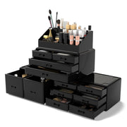 12-Drawer Stackable Makeup Organiser with 16 Top Compartments