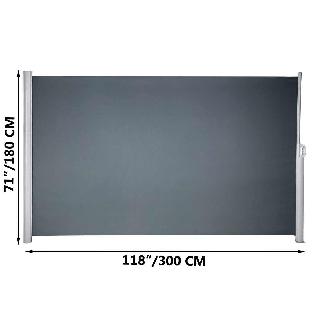 300 × 180 cm Black Retractable Side Awning