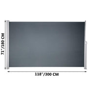 300 × 180 cm Black Retractable Side Awning