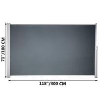 300 × 180 cm Black Retractable Side Awning
