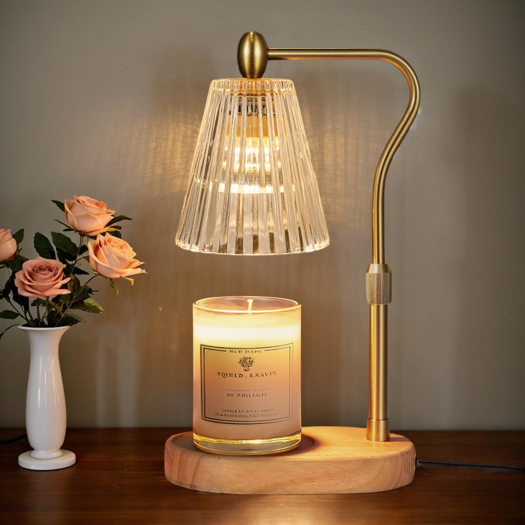 Engpure Candle Warmer Lamp - Candle Warmer Lamp with Timer and Dimmer Adjustable Height,Electric Wax Melt Warmer with 2 Bulbs for Scented Jar Candles Home Decor