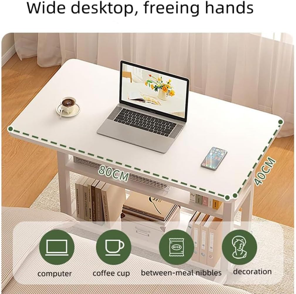 Mobile Height-Adjustable Laptop Desk with Storage