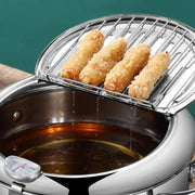 24 cm Stainless-Steel Tempura Frying Pot with Thermometer