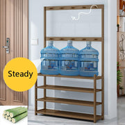 2-in-1 Hall Tree with Shoe Rack, 10 Hooks & 5 Shelves