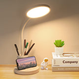 Cordless Desk Lamp, LED Desk Lamp with Pen/Phone Holder, Rechargeable Study Table Lamp with 360° Gooseneck, for Kids/Student/College Dorm/Office