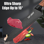 6-Piece Black Stainless-Steel Kitchen Knife Set with Block