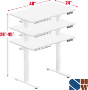 100 × 55 cm Electric Standing Desk with Memory Presets – White