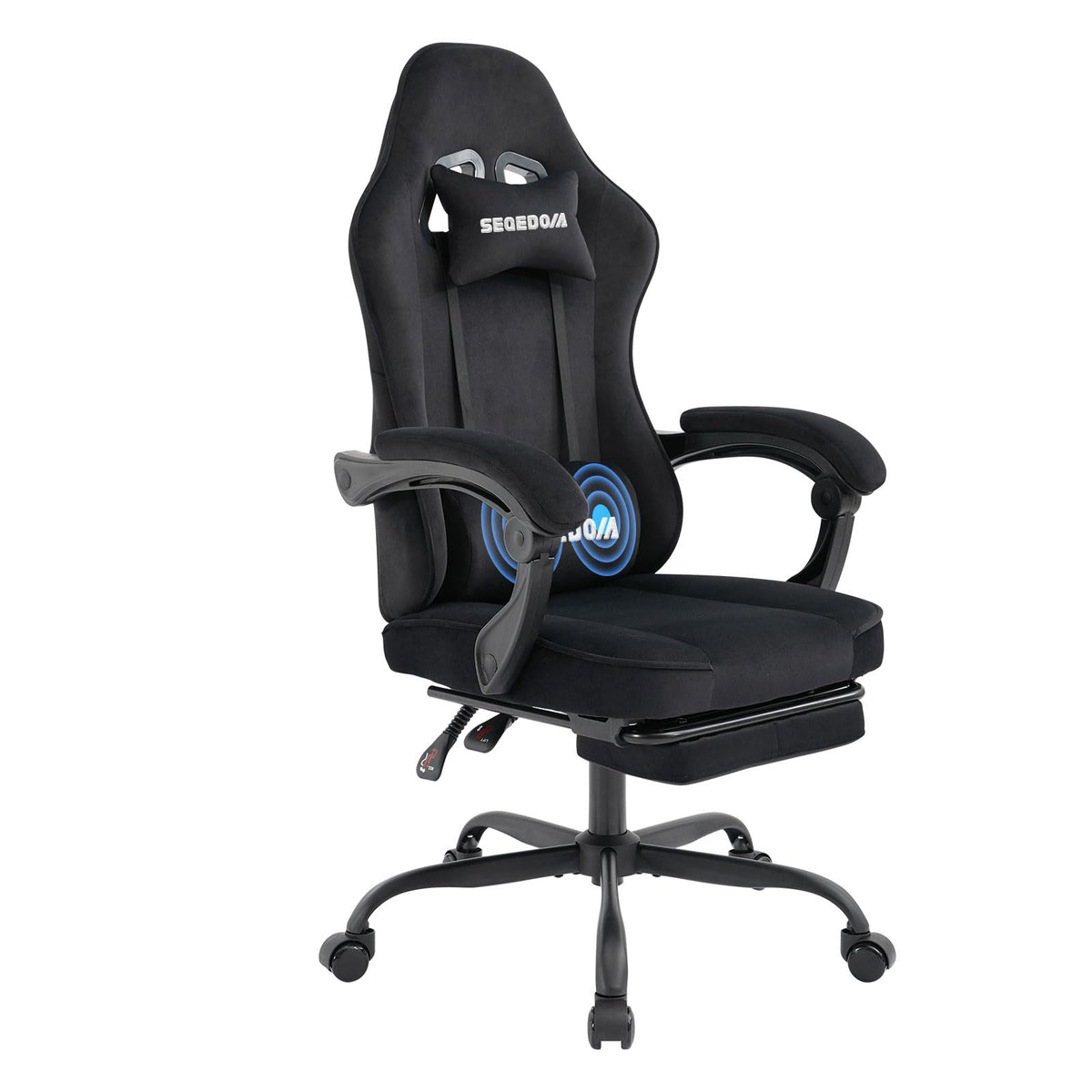 Gaming Chair Technology Fabric Computer Chair with Pocket Spring Cushion, Comfortable Ergonomic Gamer Chair for Adults, Massage Game Chair with Footrest,Reclining Chair, Home,Office,Teens,Grey