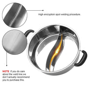 28 cm Divided Stainless-Steel Shabu-Shabu Hot Pot – 6 qt