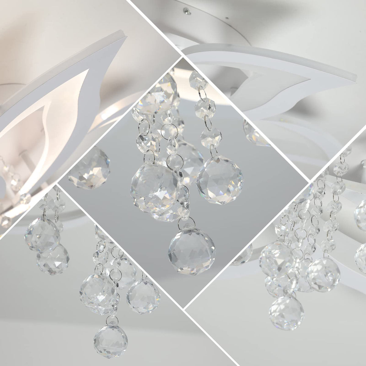 Modern Ceiling Light 40W Dimmable LED Ceiling Lamp Fixture, 6 Petals Flush Mount Flower Chandelier Ceiling Lighting Fixture, Acrylic for Kitchen Bedroom Dining Room Living Room