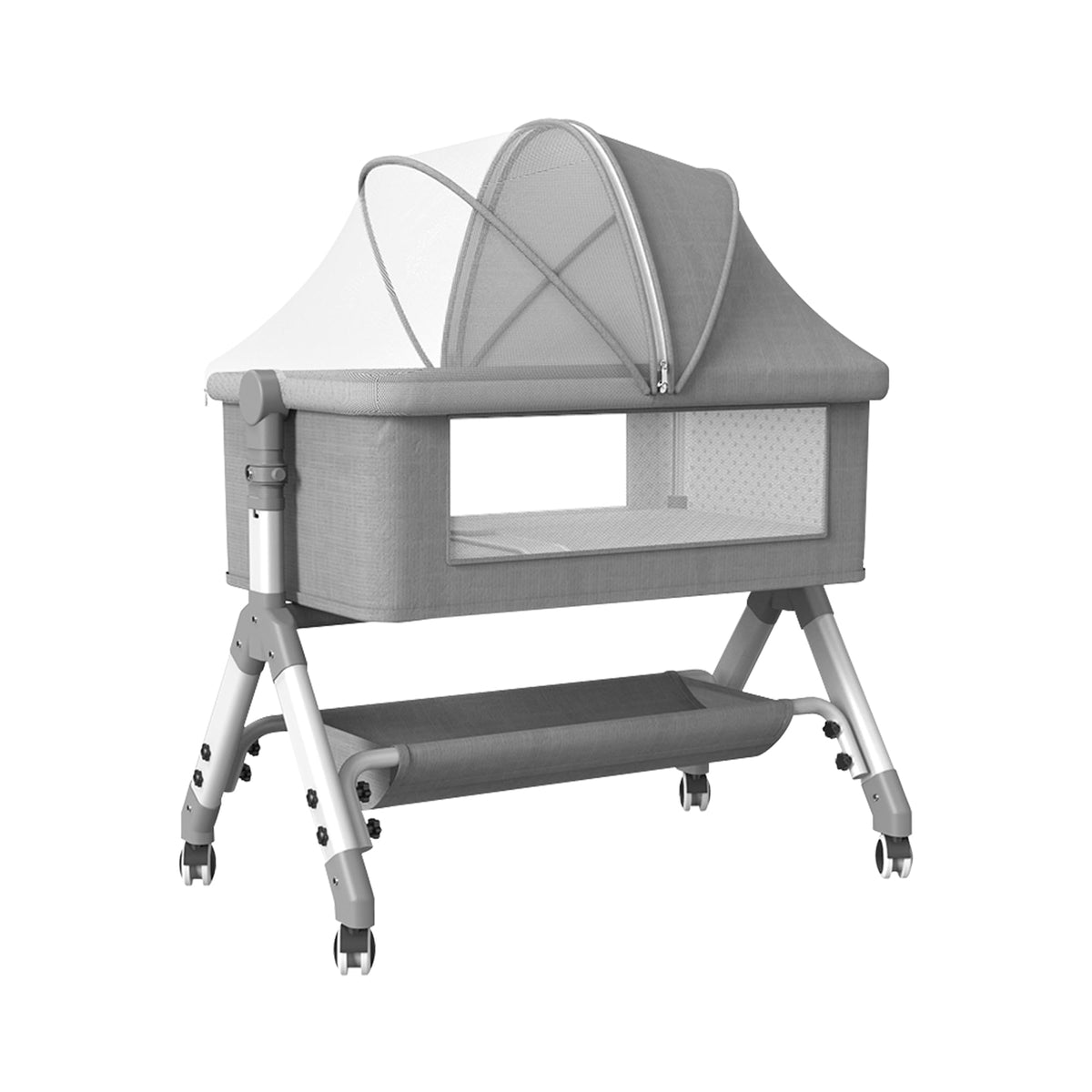 3-in-1 Baby Cot Bed Crib Bedding Set Bassinet Safety Fence Adjustable Beside Rails Babysitter Sleep