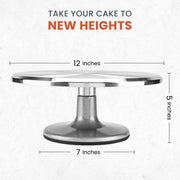 50-in-1 Aluminum Alloy Rotating Cake Turntable-12 Revolving Cake Stand- Professional Cake Decorating Supplies Kit with Straight & Offset Icing Spatula-Numbered Icing Tips & Piping Bags-Leveler
