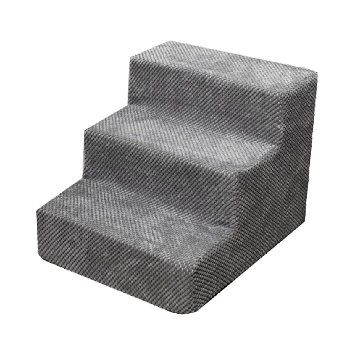 3-Step Grey Memory-Foam Pet Stairs with Washable Corduroy Cover