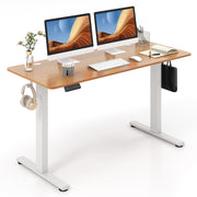 Electric Standing Desk, Sit Stand Home Office Desk with 3 Memory Height Settings, Height Adjustable Computer Desk with 2 Hanging Hooks & Cable Management
