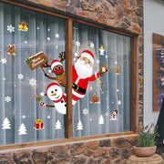Christmas Window Clings, 218 Pcs Christmas Window Stickers, 10 Sheets Reusable Xmas Window Decals with Santa Claus Reindeer Snowman, Double-Side Xmas Snowflake Window Clings for Winter Party Supplies
