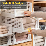 5Pack Plastic Storage Boxes, Foldable Drawer Boxes, Stackable Wardrobe Organiser, Shelf Storage Box, Shelf Baskets, Wardrobe, Stacking Drawers, Storage Boxes, for Kitchen, Bedroom