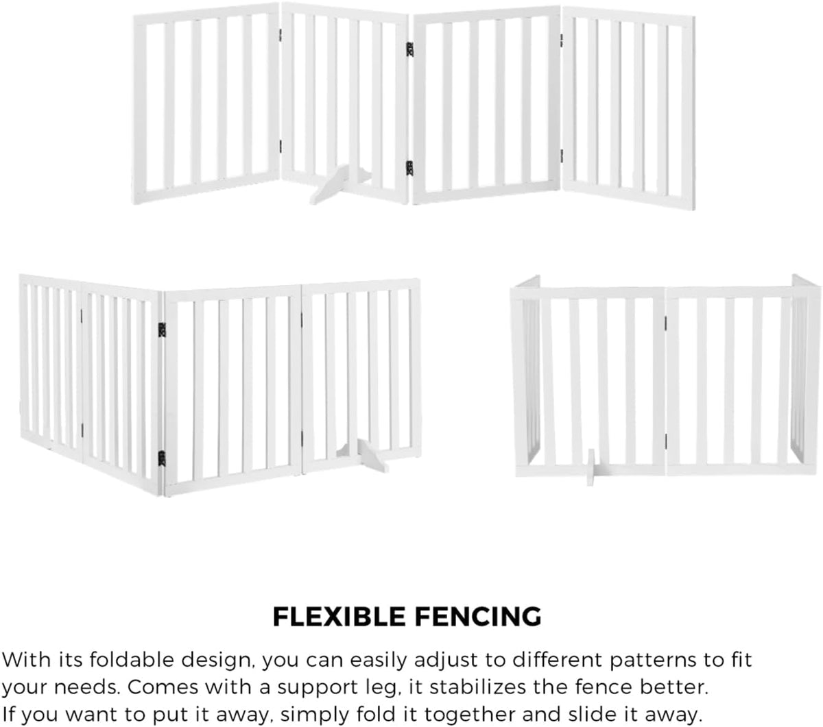 Freestanding Foldable MDF Pet Gate – 3 Sizes, White or Grey