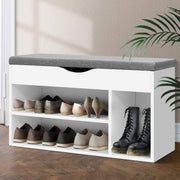 White Shoe Storage Bench with Drawers