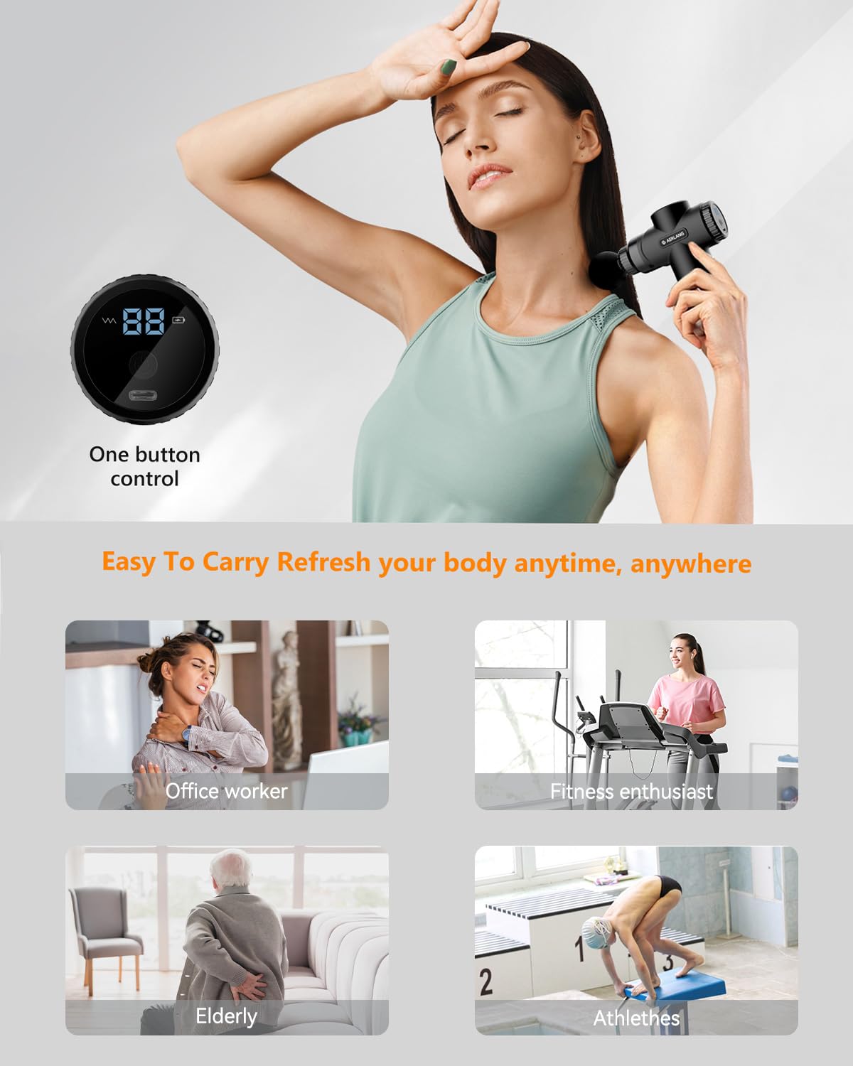 Massage Gun, Massage Gun Deep Tissue, with 10 Speed Levels, Type-C Charging, Portable Handheld Muscle Massager, Home and Office Use, Ideal Gifts for Men