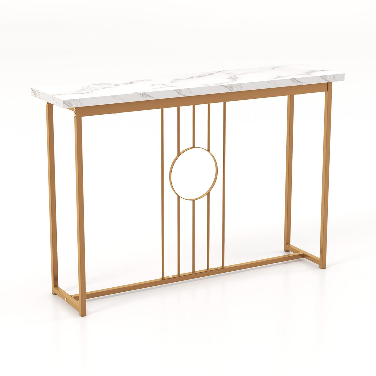 120 cm Faux-Marble Console Table with Gold Frame