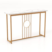 120 cm Faux-Marble Console Table with Gold Frame