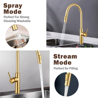 Brushed Gold 2-Mode Pull-Out Kitchen Mixer Tap
