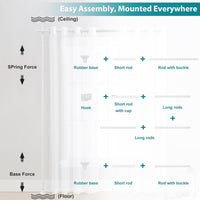 Room Divider, No Drilling Curtain Rods Wall Divider for Room Separation, 120” Tall 114” Wide Adjustable Floor to Ceiling Hanging Partition Room Dividers, Long Heavy Duty Room Divider Curtain Rods