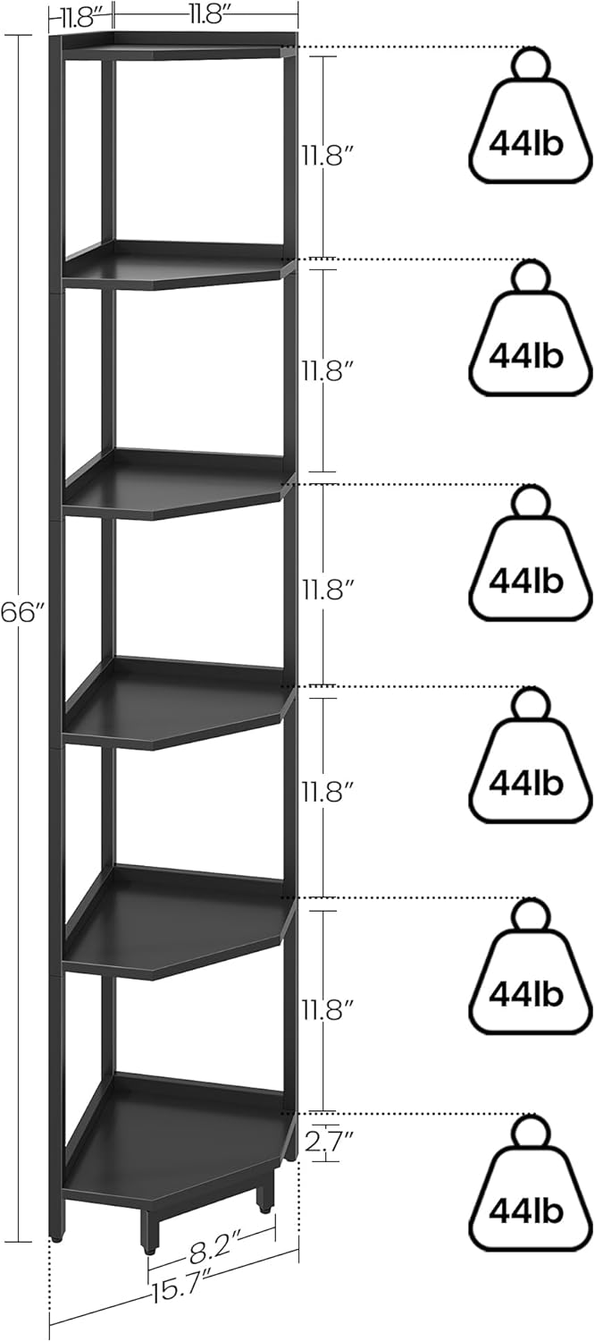 Freestanding Corner Shelf with Metal Frame