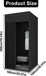Fitting Room, Portable Dressing Room Clothing Store with Blackout Curtains and Hooks, Movable Changing Room Temporary Privacy Space for Shopping Mall Office Studios (100x100x200cm)