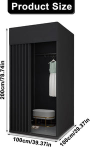 100 × 100 × 200 cm Movable Fitting Room with Sliding Curtain & Hooks