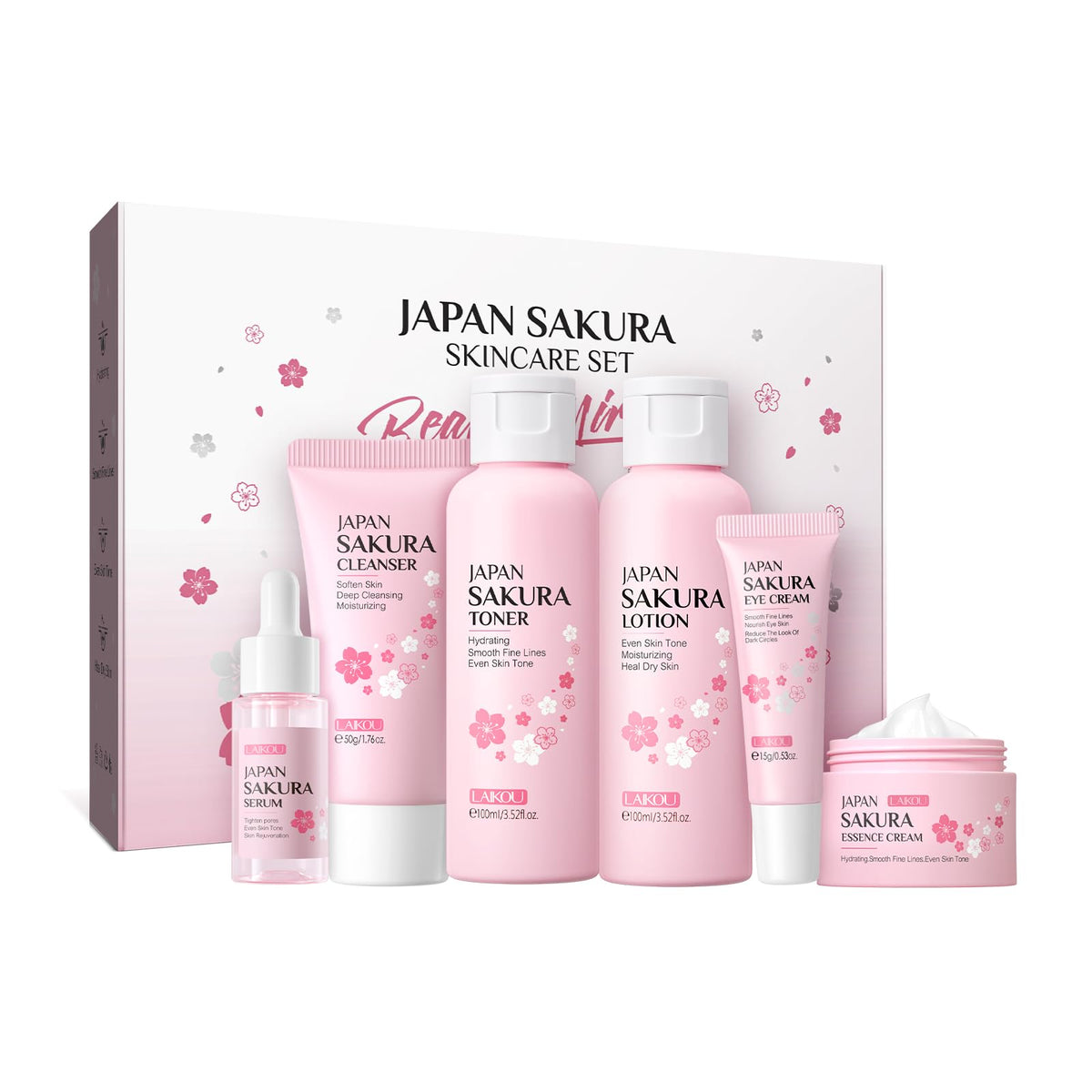 Skin Care Set Beauty Gift Sets Skin Care Kit with Cleanser, Serum, Eye Cream, Face Cream Travel Kit for Women Mom Wife Teen Girls Gentle Skin Cleaning TSA-friendly Sizes 4pcs