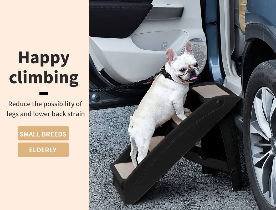 50 cm Black Foldable Pet Stairs – 76 kg Capacity