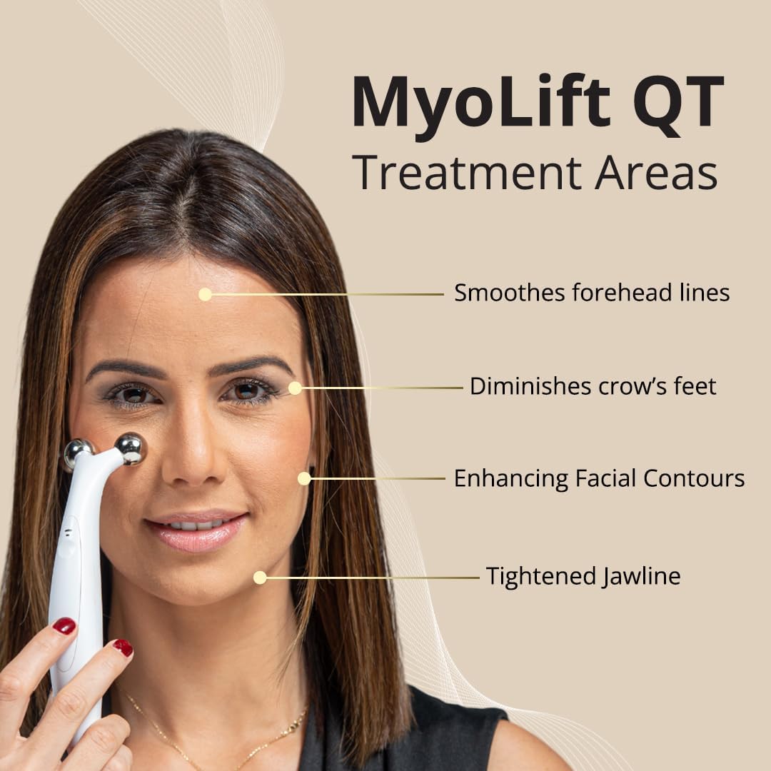 7E Wellness MyoLift QT Microcurrent Facial Device with Smart Current Technology and Smartphone App - Portable Skin Care Tools, Instant Face Lift, Anti Aging, Skin Tightening - Up to 400 Microamps